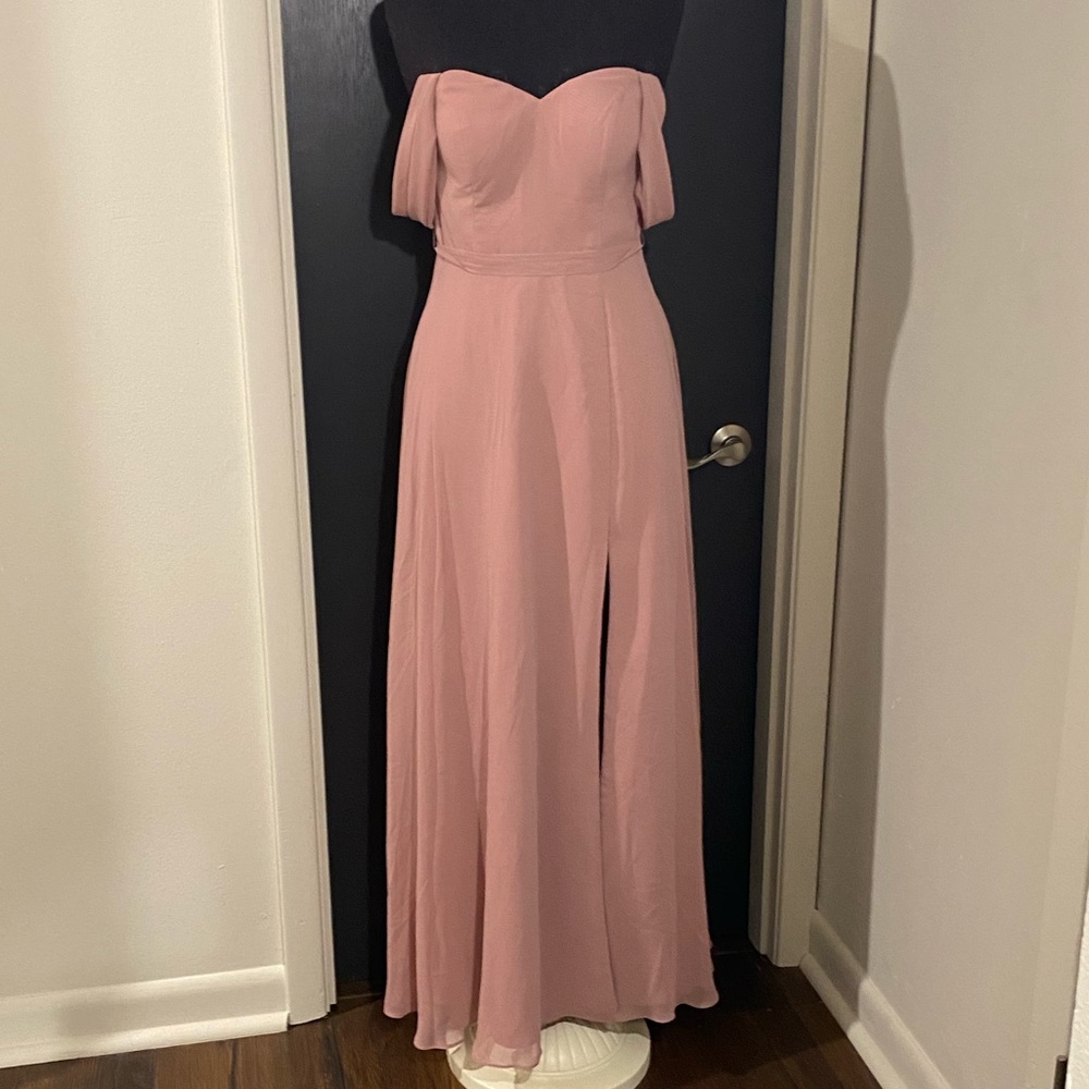 💜 Azazie Aaron Dusty Pink Bridesmaid Dress with Sweetheart Neckline